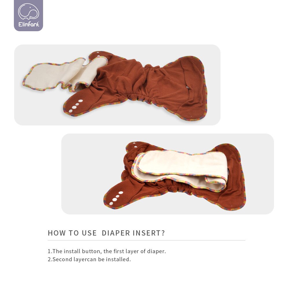 Elinfant Kawa polarny runo wielokrotnego użytku dopasowana pieluszka jeden rozmiar noc AIO i AI2 pieluszka dla niemowląt zmywalna konopna pieluchy z tkaniny 1 szt. Opakowanie