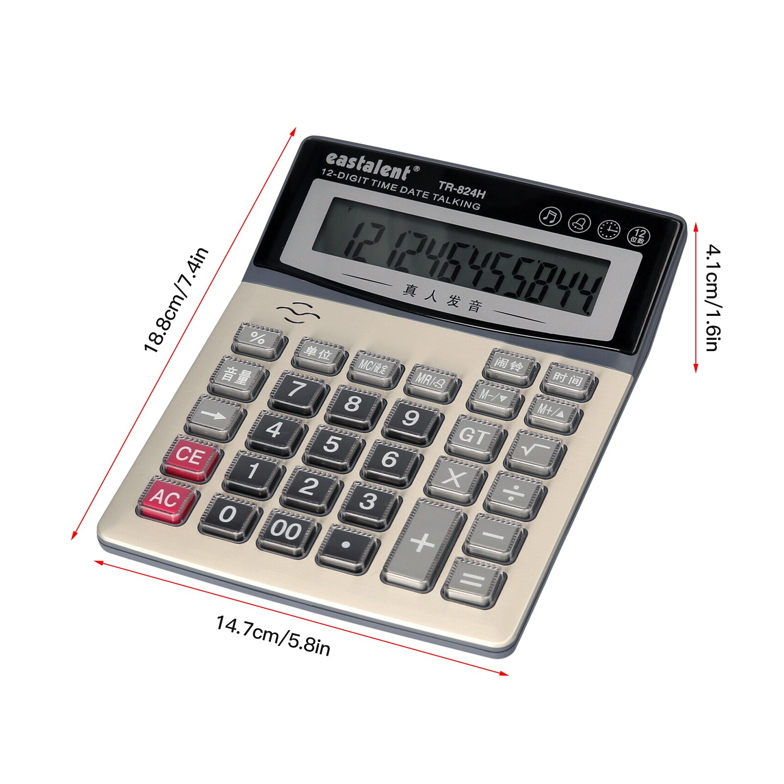Desktop Electronic Calculator 12-Digit Large LCD Display Big Buttons Function Battery Powered Financial Calculating Tool