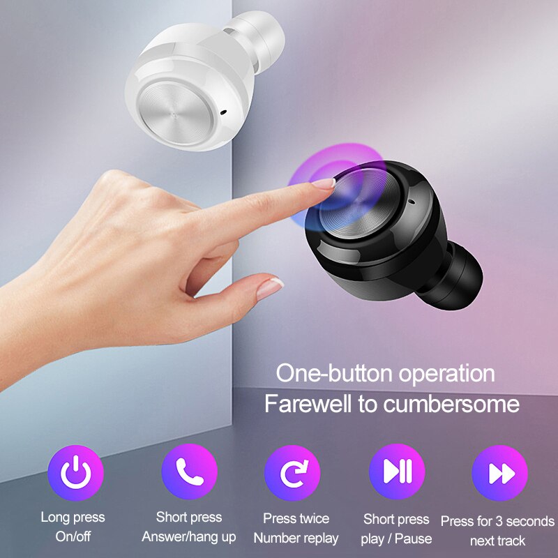 TWS 5.0 Bluetooth Earphone Wireless Headphone Waterproof Stereoe Earbud Micophone Headest Mini Gaming earphone Shocking 4D sound