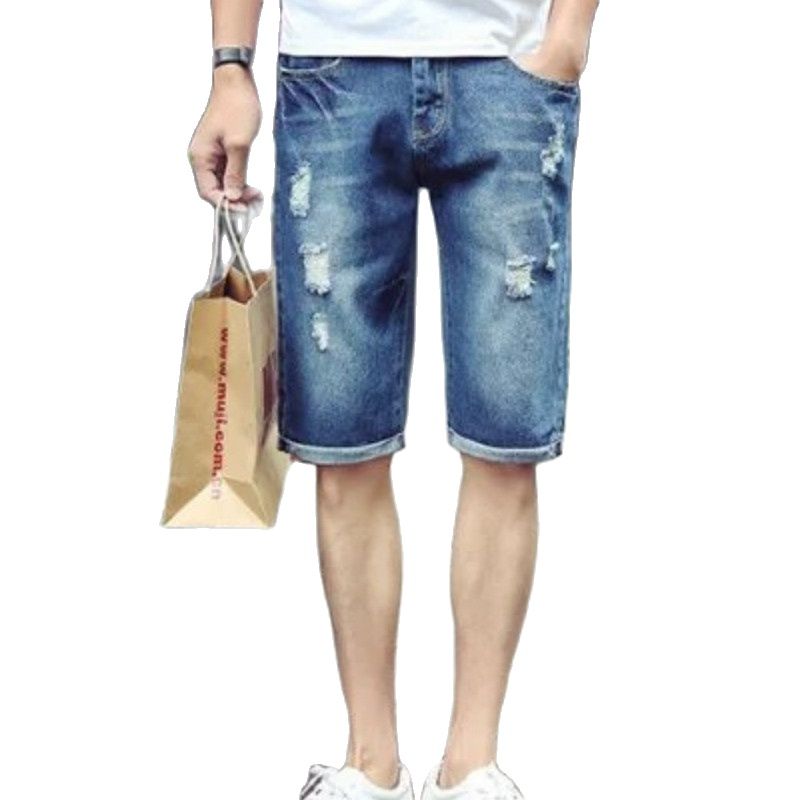 Smooth creased look casual men's jeans shorts main image 1
