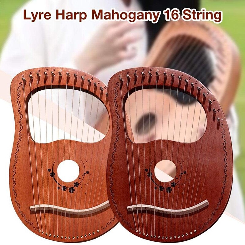 ARPA Lyre de 16 cuerdas, arpa pequeña portátil con cuerda duradera, instrumento Musical, arpa de sonido estable, Color madera