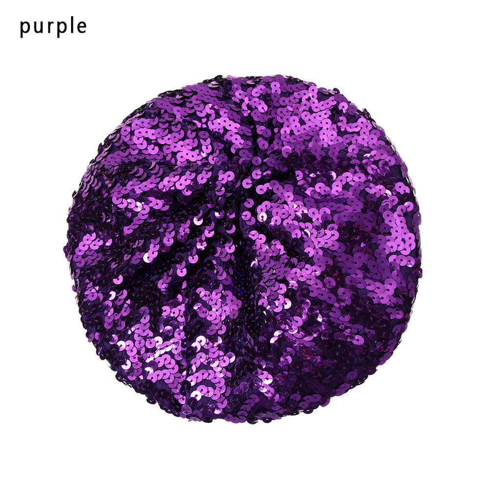 Kvinder pailletter hat skinnende kostume jazz glitter dans baret rund kasket dame tilbehør hue baret hat britisk stil: Lilla