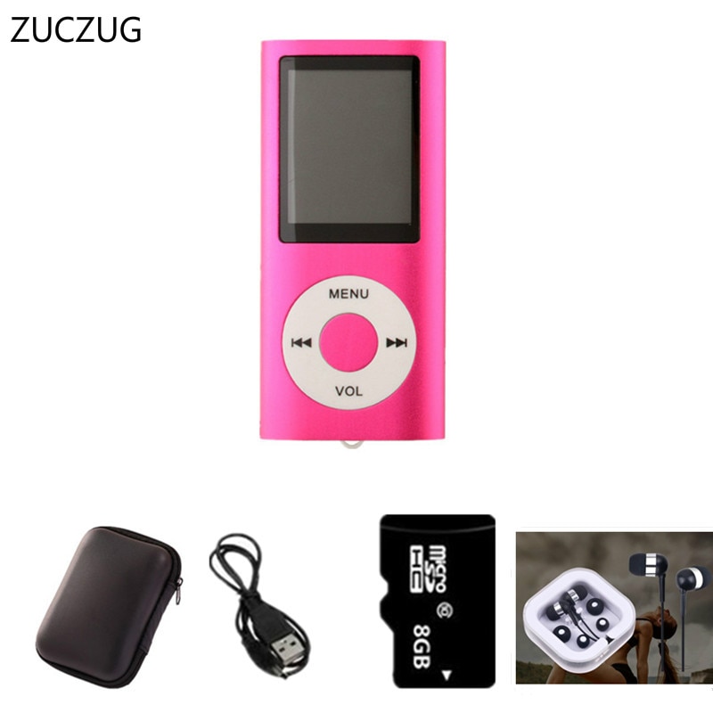 ZUCZUG-reproductor MP4 de 8GB de , pantalla LCD de 1,8 pulgadas, grabadora de voz, Radio FM, reproductor de música y vídeo, 7 colores a elegir