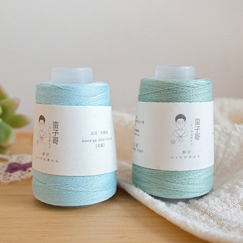 DIY Hand Knitting Yarn Mercerized Cotton Cord Thread Fine Solid Color for Embroidery Crochet Pearl Lace Sweater
