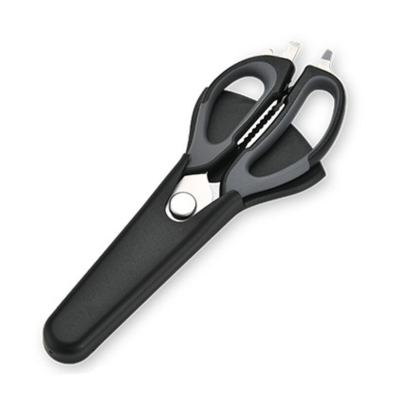 Multifunctional Stainless Steel Kitchen Scissors with Magnetic Attraction Strong Chicken Bone Refrigerator Scissor: Black Grey