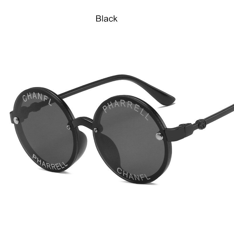 Børns solbriller børn drenge og piger lilla runde plast udendørs solbriller retro briller  uv400: Sort