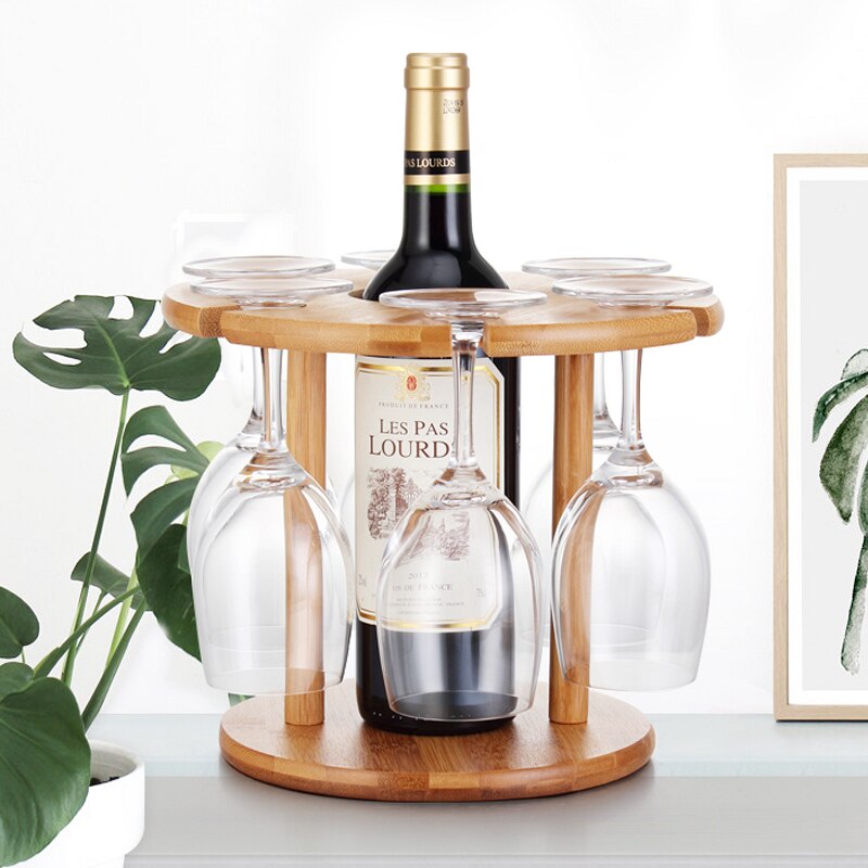 Estante de secado de copas de vino, estantería de almacenamiento de bambú, soporte para exhibición de botellas, suministros de cocina casera WJ506