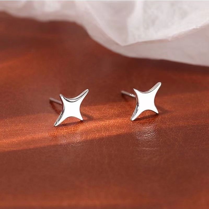 Pendientes hipoalergénicos de Plata de Ley 925 para mujer, Luna, estrella de David, hoja de arce, corazón, relámpago, joyería S999: Azul