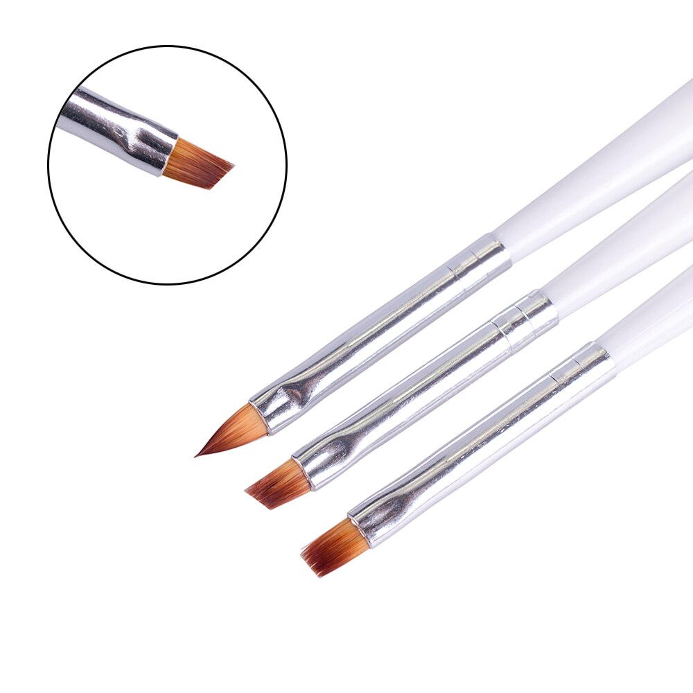 Nagelborstelsets 3 stuks witte verf gesneden uv-gel polijstpen voor nagels tips manicure nagelverf gereedschap  ch612