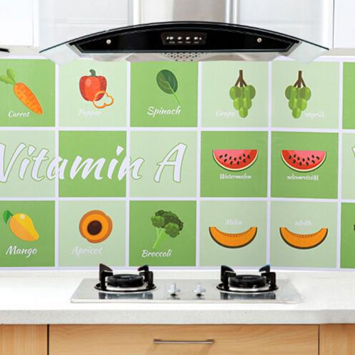 Aluminiumfolie keuken muursticker dier fruit servies snacks waterdicht zelfklevend keuken stickers decoratie behang: Groente