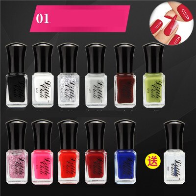 12 Bouteilles Pack 6 ml/chaque Peel Off Vernis À Ongles De Couleur de Sucrerie Nail Art 11 Couleurs + 1 Transparent Top Coat
