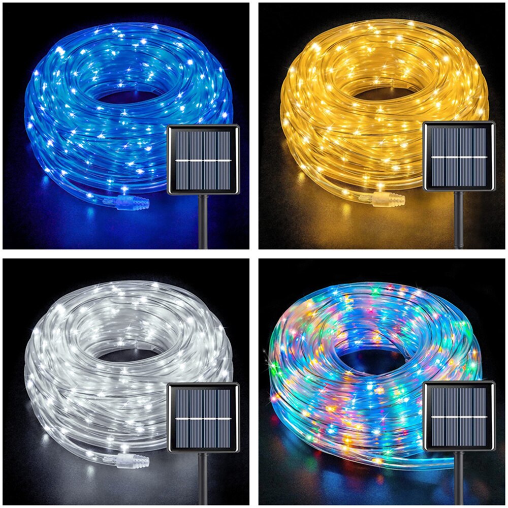 300LEDs Outdoor Seil Solar LED Lichterkette PVC Rohr Fee String Lichter für Pool Balkon Baum Garten Hof Zaun deck Party