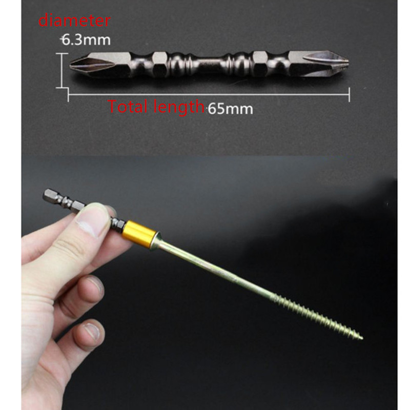 1/4 "Kruis Schroevendraaier Bit Dubbele Hoofd Elektrische Schroevendraaier Set Hardheid Magnetische 65Mm Kruis Schroevendraaier Bit Gereedschap