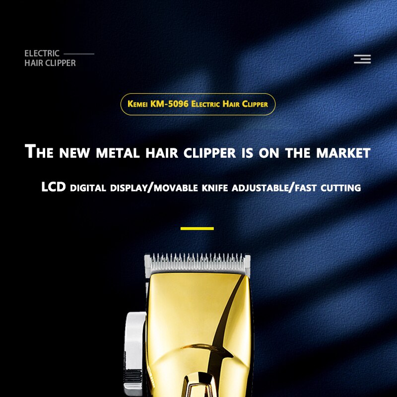 Kemei 5096 – tondeuse à cheveux professionnelle sans fil pour hommes, 2 vitesses réglables, rasoir électrique pour barbe, en lithium