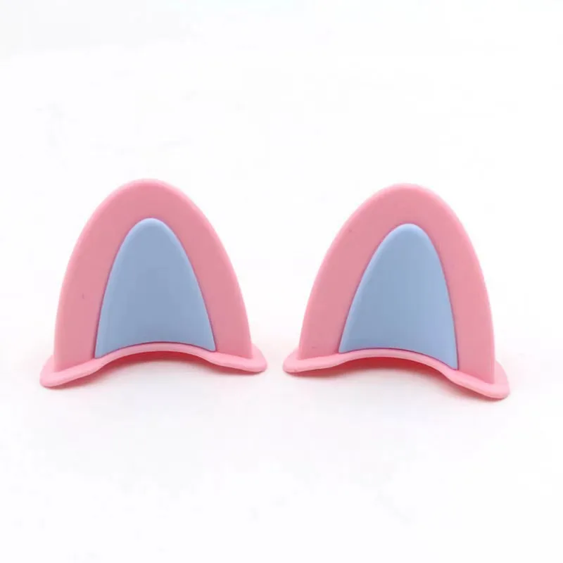 Universal Helmet Cat Ears Decoration Motorcycle Electric Car Driving Styling Cute Cat Ears Stickers Decor Helmet Accessories: Blue
