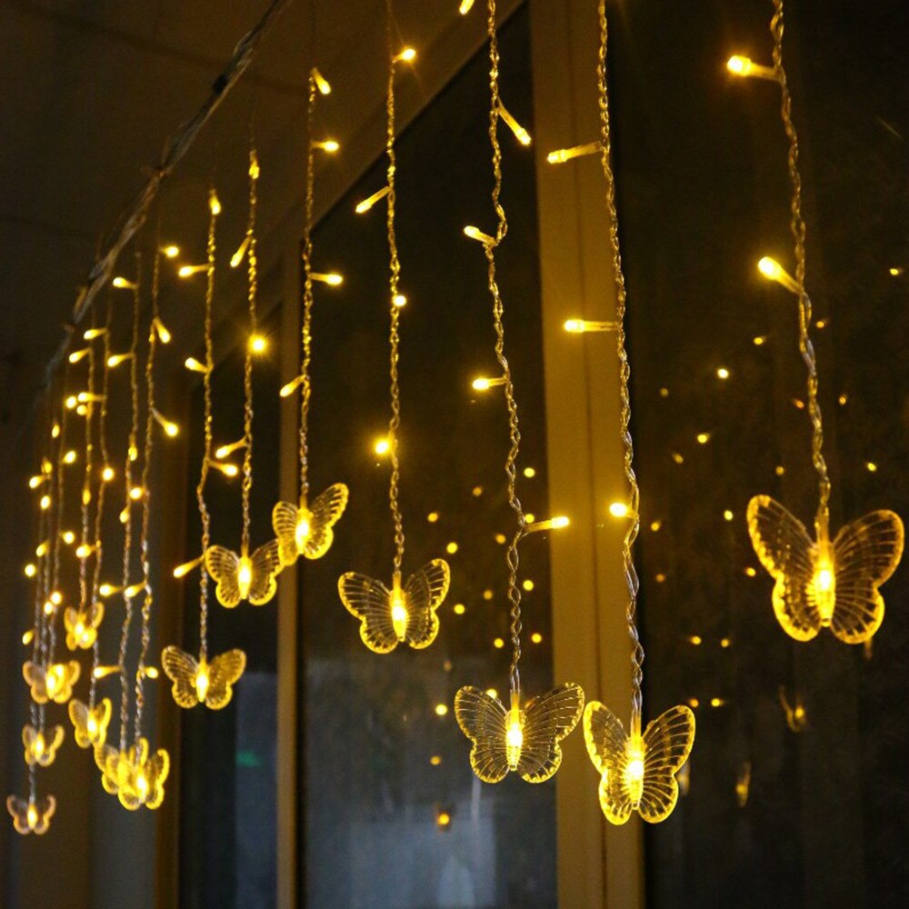 Kerstboom Opknoping Licht Leuke LED Vlinder String Light Waterdicht Gordijn Kerstvakantie Decoratie Lampen Ligting