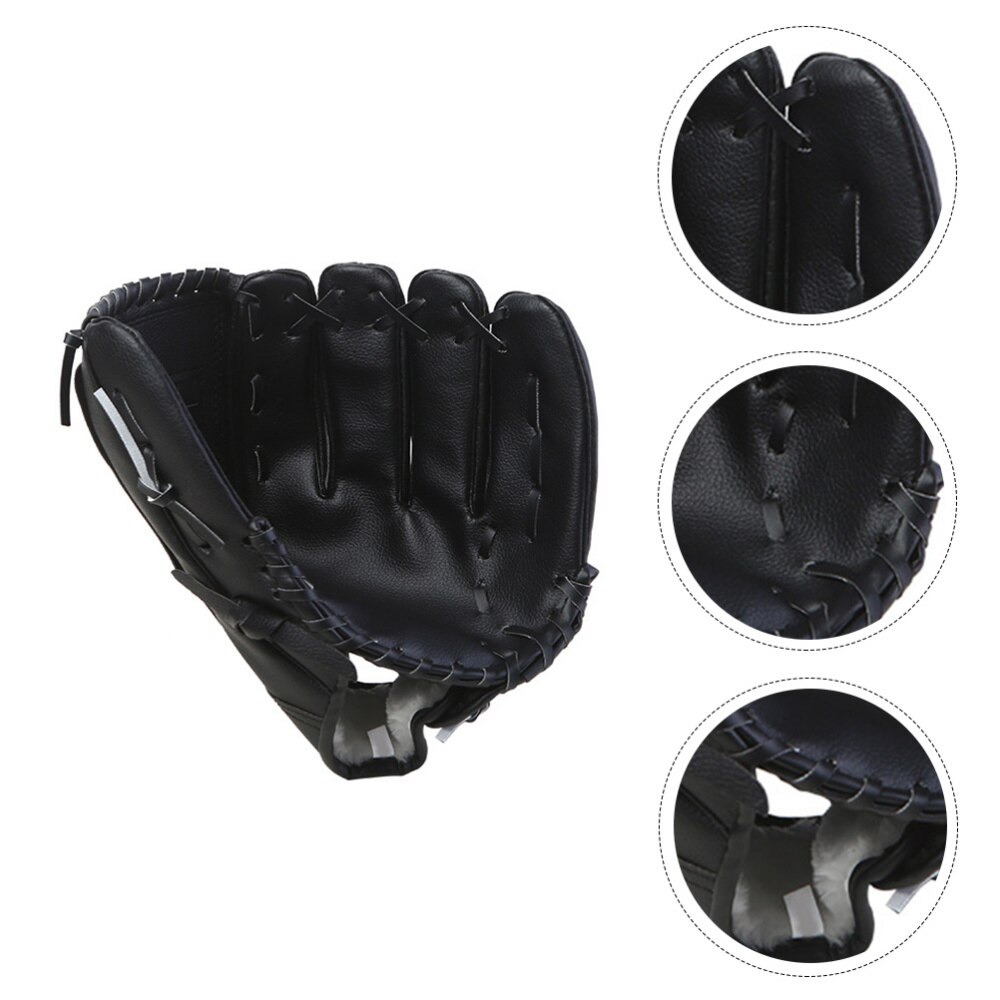 1Pc Honkbal Handschoen Pu Verdikte Handschoen Pitcher Training Handschoen Honkbal Voor Kid: Black