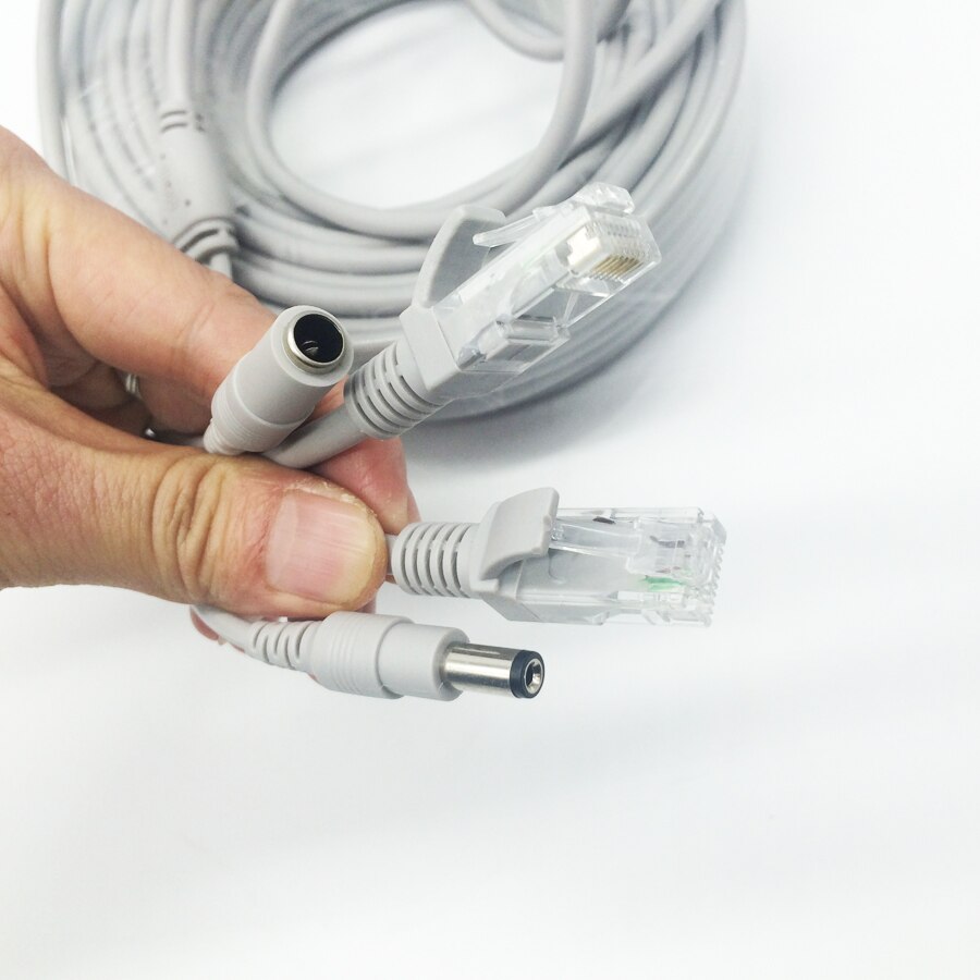 50m 164ft nätverk ethernet sladd kabel 5mm ström dc cat 5e rj45 combo video/ström lan kabel för för array ip kamera nvr system