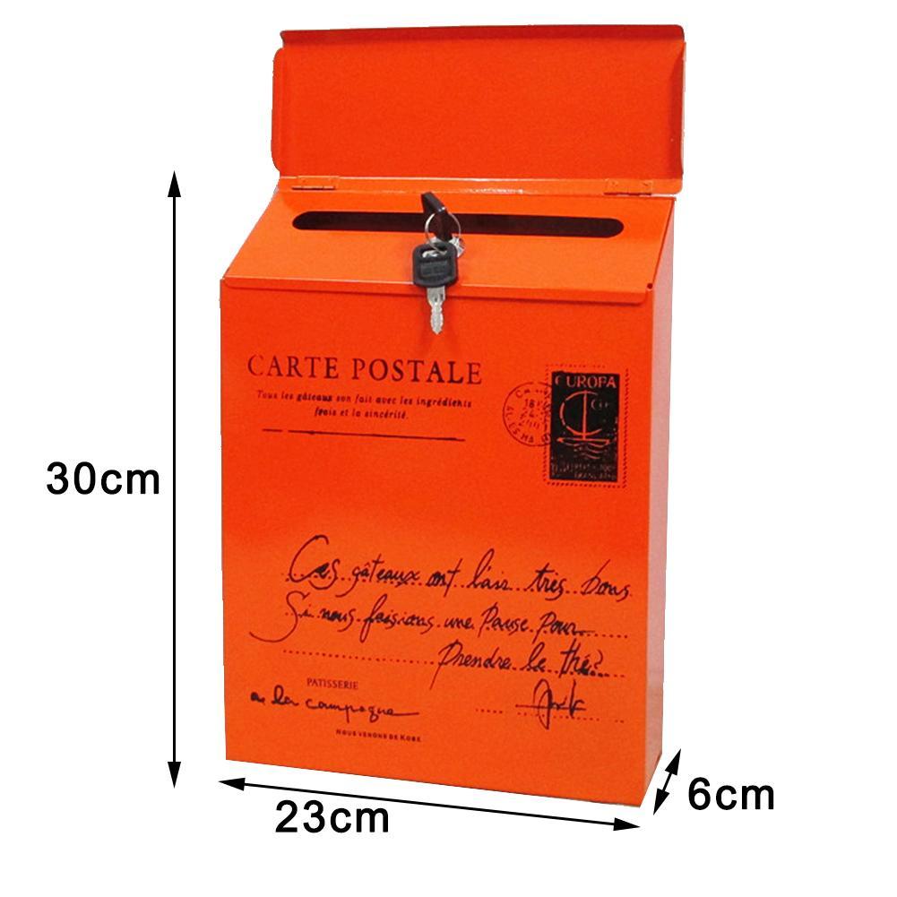 Iron Lock Letter Box Vintage Wall Mount Mailbox Mail Postal Letter Newspaper Box 30*23*6cm 5Colors
