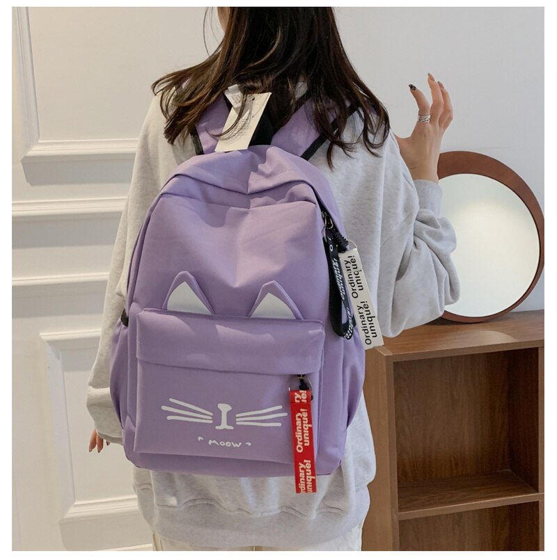 Beide Schouders Meisjes Rugzak Mooie Kat Oren Student Kinderen Schooltassen Voor Jongens Bag Kids Mochila Escolar Cartable Enfant