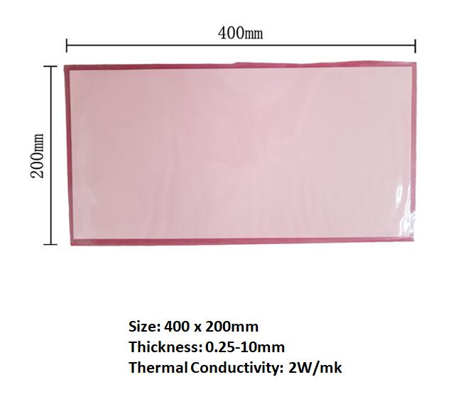 2W combination Thermal Pads PC Fan Cooling Heat sink Conductive Silicone pad Heatsink 400 x 200mm