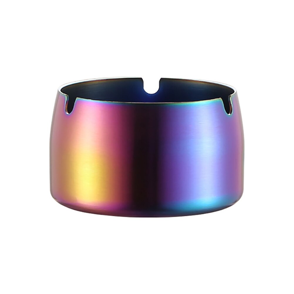 Round Durable Ash Tray Stainless Steel High Temperature Resistant Ashtrays Desktop Ash Holder Ash Tray Smoking Accessories: Multicolor