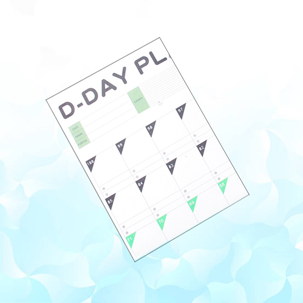 Year 100 Day Countdown Calendar Learning Schedule Periodic Planner Table for Kids Study Planning Learning Supplies(Whi