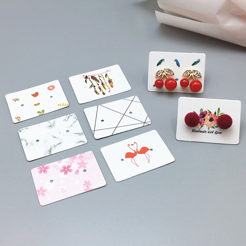 100 sztuk 2.5x3.5cm kolczyk karty opakowania stojak do kolczyków posiadacz karty karton papier typu Kraft tagi dla DIY biżuteria wyświetlacz