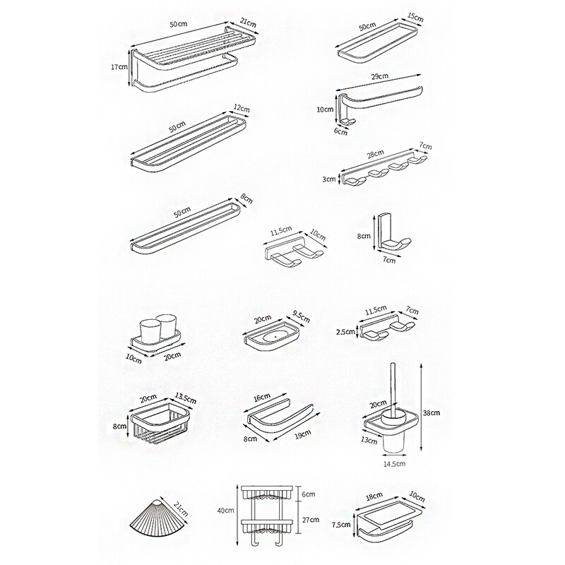 Messing Badkamer Plank Gunmetal Muur Handdoek Plank Messing Wc Handdoek Bar Nordic Driehoek Mand Toiletborstel Hardware Set