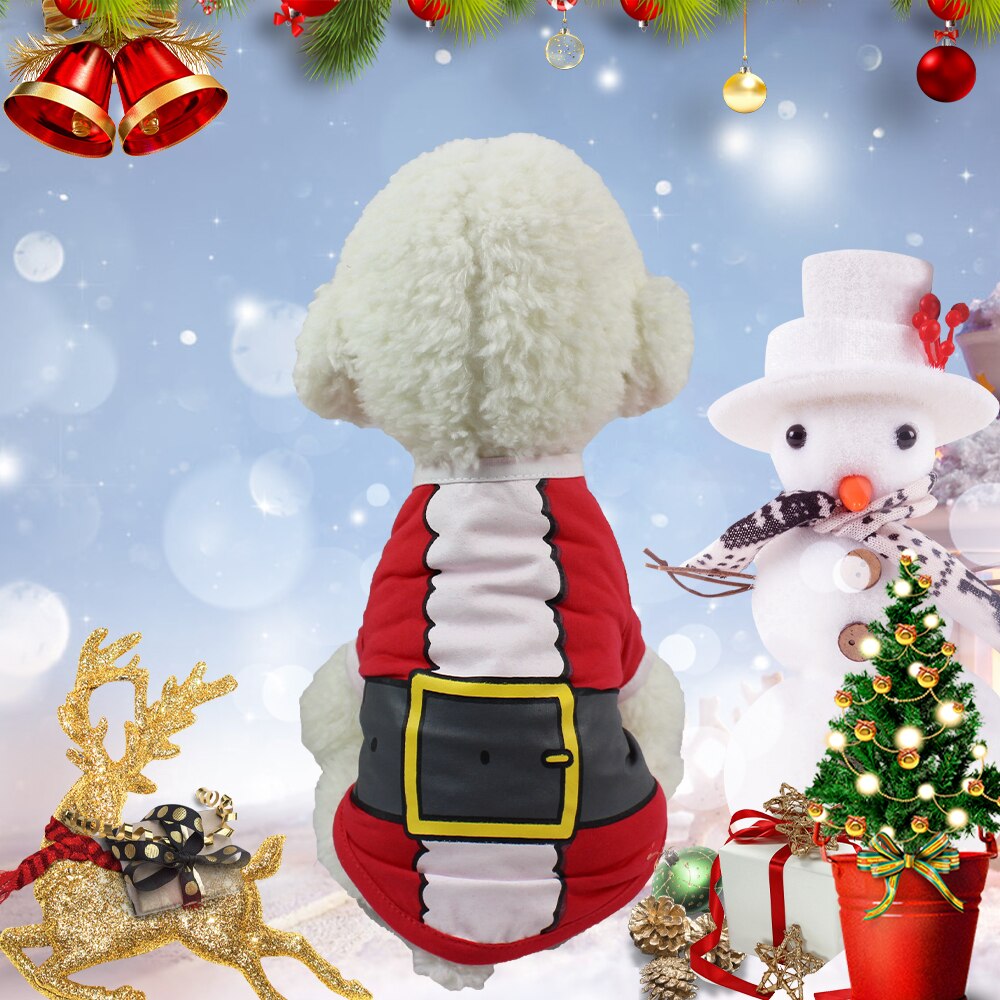 Warm houden Hond Shirt Voor Kerst Decoratie Honden Kleding Vest Polyester T-Shirt Puppy Kerstman Kostuum