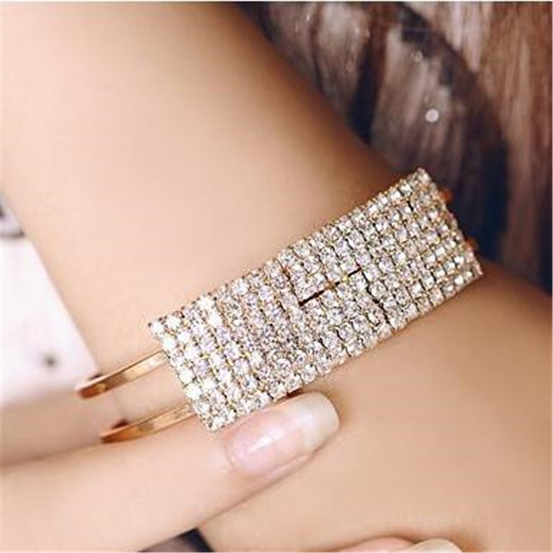 Fashiongift Elegante Frauen Armreif Armband Kristall Armband Manschette Bling Dame Armbänder &amp; Armreifen