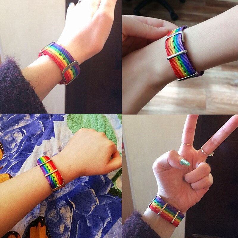 Nylon Regenbogen Strap Armband Regenbogen Armband Paare Armband LGBT Stolz Armbänder für Frauen