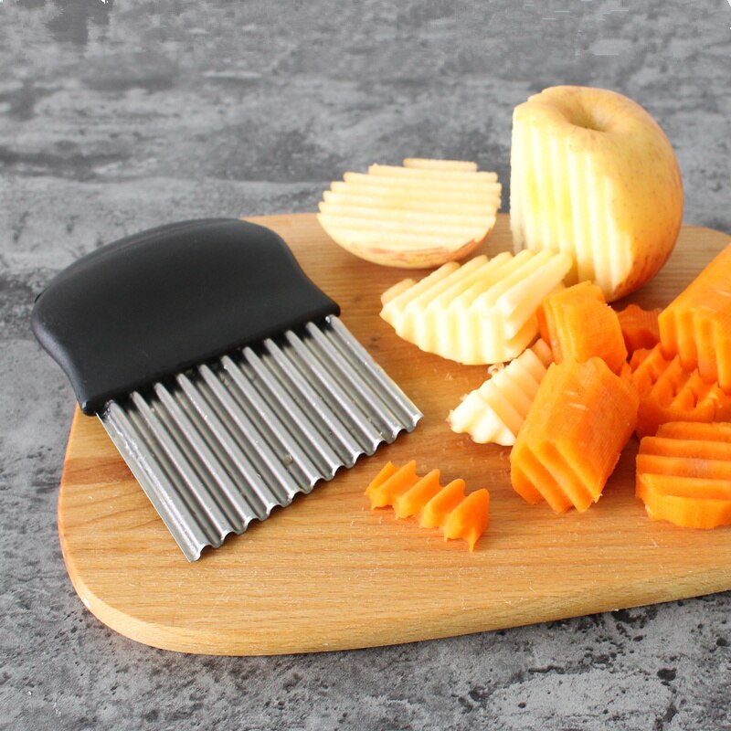 Stainless steel Potato Chip Dough Crinkle Wavy Cutter knife Vegetable slicer potato fries cutting machine kitchen accessories