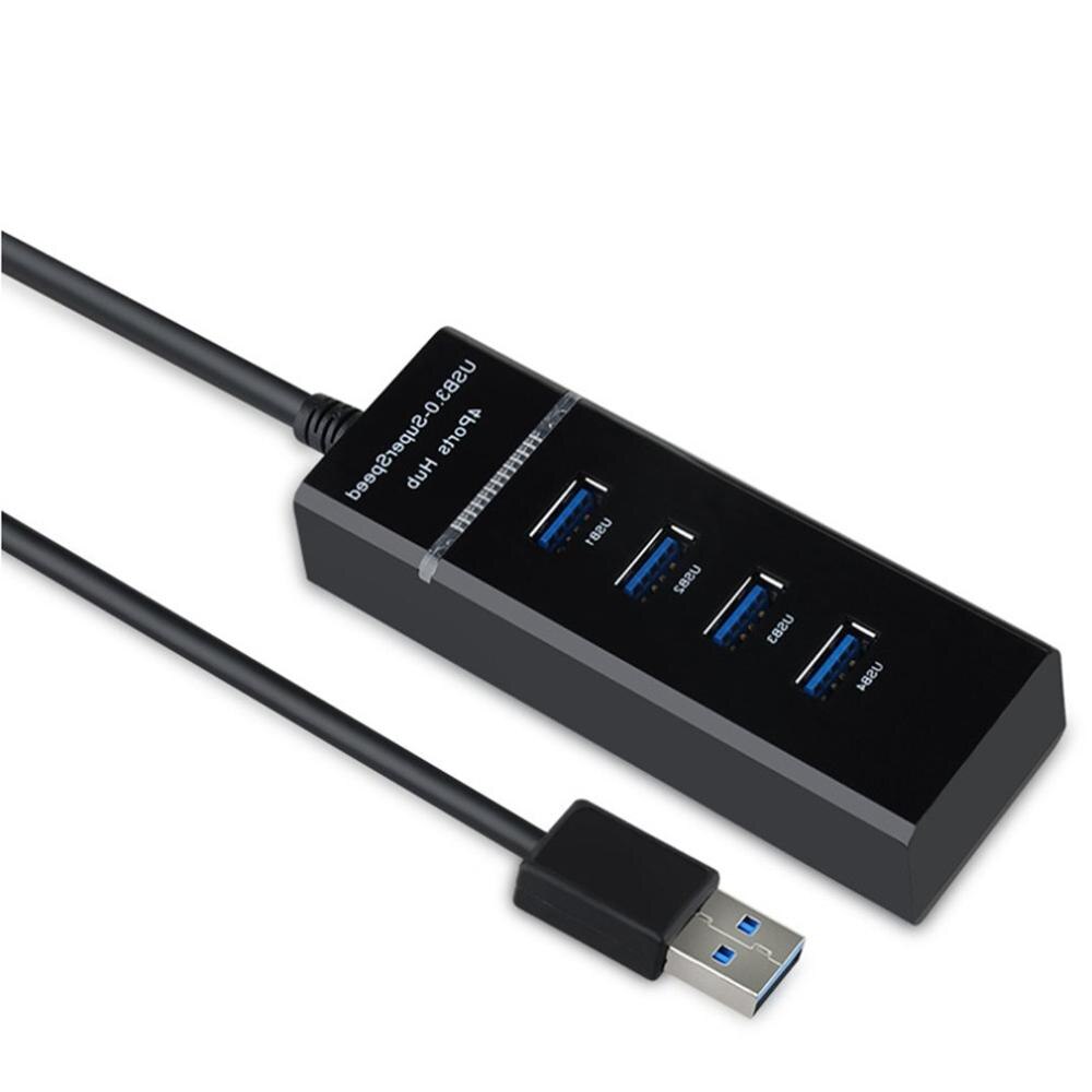 USB Hub 3.0 USB Splitter Multi USB 3.0 Hub Multiple 4 Port Hub Splitters Use Power Adapter Computer Accessories Hub For PC: Black