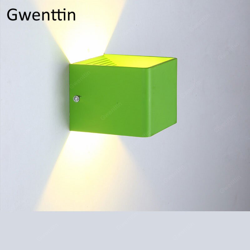 7W Nordic Vierkante Wandlampen Moderne Verlichting Voor Thuis Led Spiegel Lampen Badkamer Slaapkamer Lamp Ijzer Blaker armatuur: Groen / Cool White(5500-7000K)