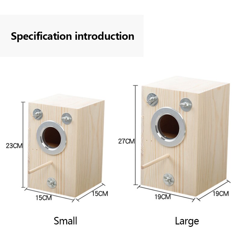 Bird Parrot Breeding Wooden Square Box Household Bird Supplies Simple Bird Cage Hatching Wooden Box With Window
