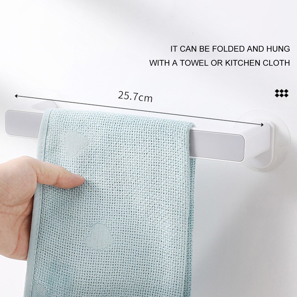 Self-adhesive Punch-free Bathroom Towel Holder Storage Rack Wall Mounted Towel Hanger Bar Shelf Wall-mounted Kitchen Rack