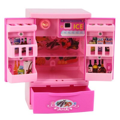 Pädagogisches Küche Spielzeug Set Rosa Haushalts Geräte Kinder Pretend Spielen Toaster Staubsauger Herd Spielzeug Für Kinder Mädchen: refrigerator