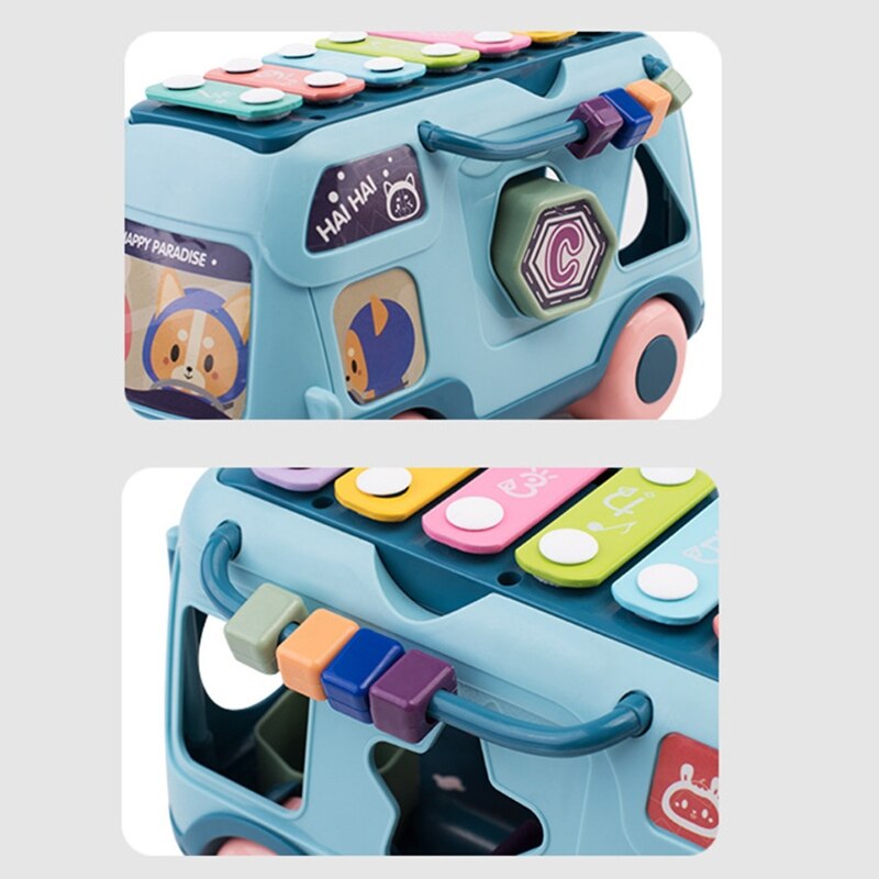 Musical Instrument Baby Toy Knock Piano Music Bus Shape Sorter Early Education B36E
