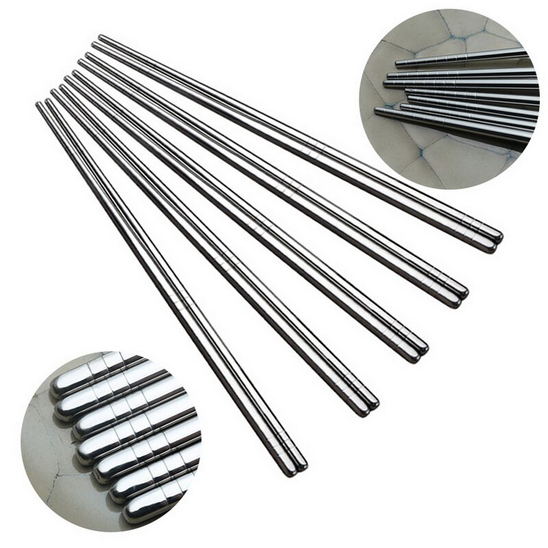 5 paria liukumattomat ruostumattomasta teräksestä valmistetut syömäpuikot kiinalaiset metalliset syömäpuikot uudelleenkäytettävät ruokatikut sushi keittiövälineet astiasto