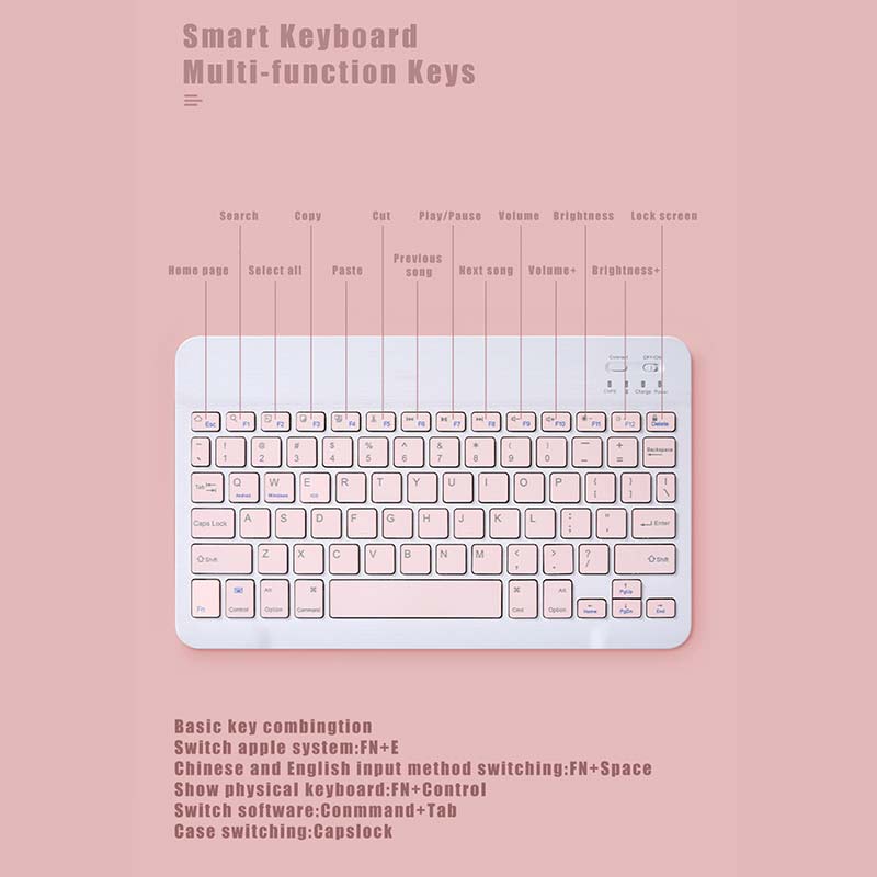 Bluetooth-toetsenbord en -muis voor apple teclado ipad, xiaomi samsung huawei-telefoon, tablet, draadloos toetsenbord voor android, ios en windows