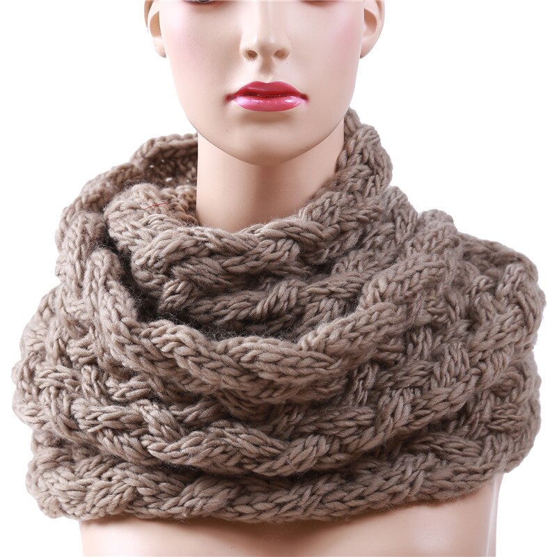 Winter Cable Ring Scarf Women Knitting Infinity Scarves Knitted Warm Neck Circle Scarf Bufandas Cuellos