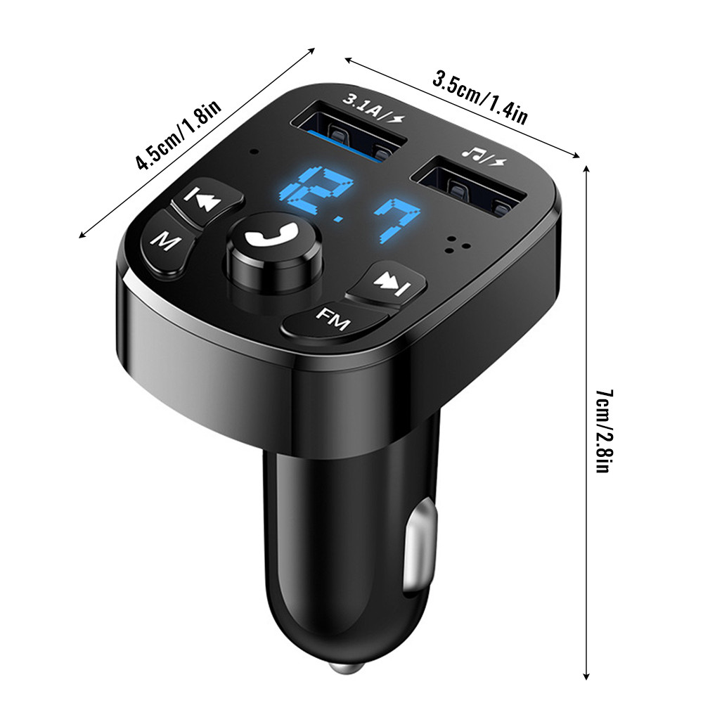Auto-Freisprecheinrichtung, Bluetooth-kompatibel, 5.0 FM-Transmitter, Carkit, MP3-Modulator, Player, Freisprecheinrichtung, Audioempfänger, 2 USB-Schnellladegeräte