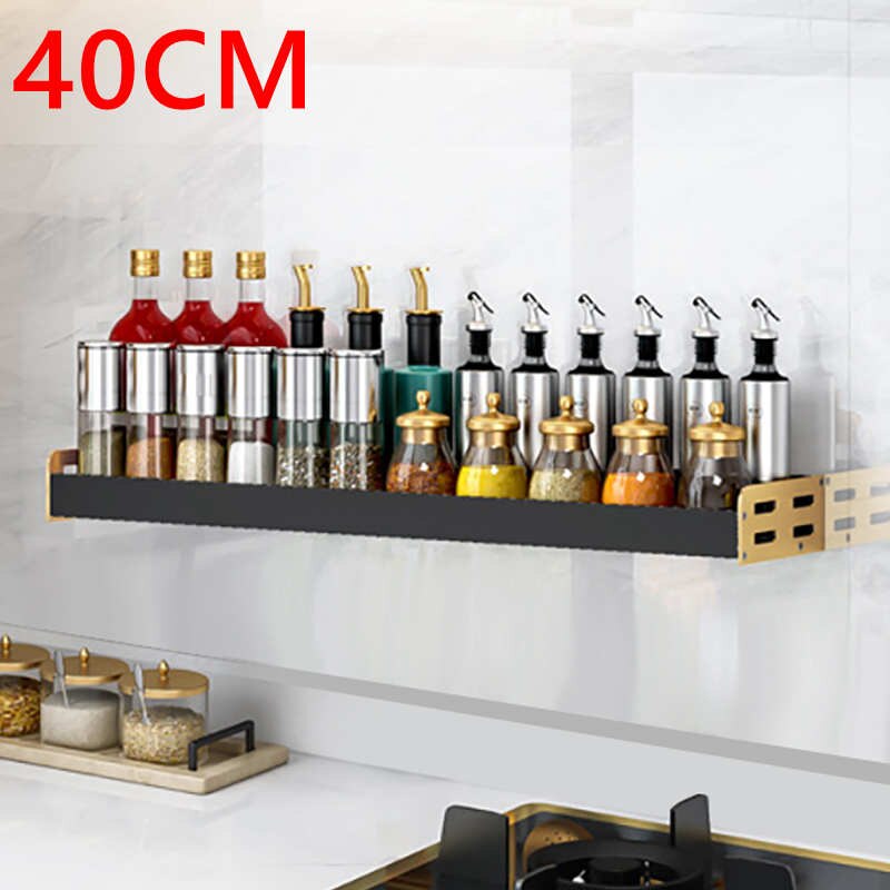 Luxury Kitchen Storage Shelf Wall-mounted Spice Rack Aluminum Multifunctional Storage Rack Kitchen Spice Shelf Kitchen Organizer: 40CM
