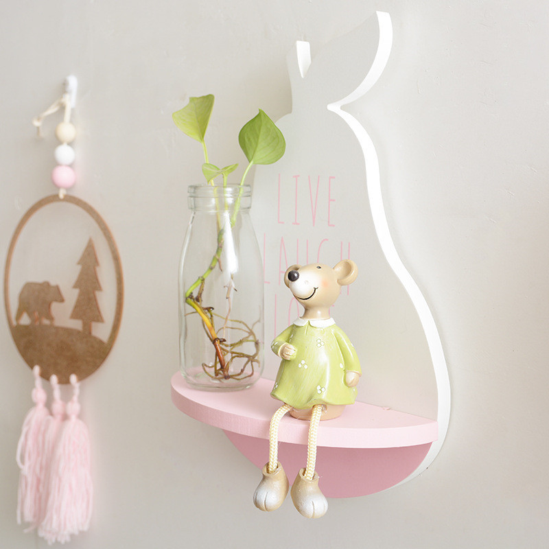 Estantería colgante de madera con forma de fruta para decoración de pared, organizador de estantería de baño para habitación de niño y bebé, accesorios de decoración