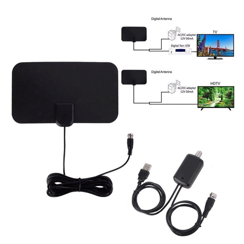 Indoor TV Antenna, TV Antenna HD Indoor Digital Antenna with Amplifier DTMB Receiving Film Antenna Supports 4K 1080P TV