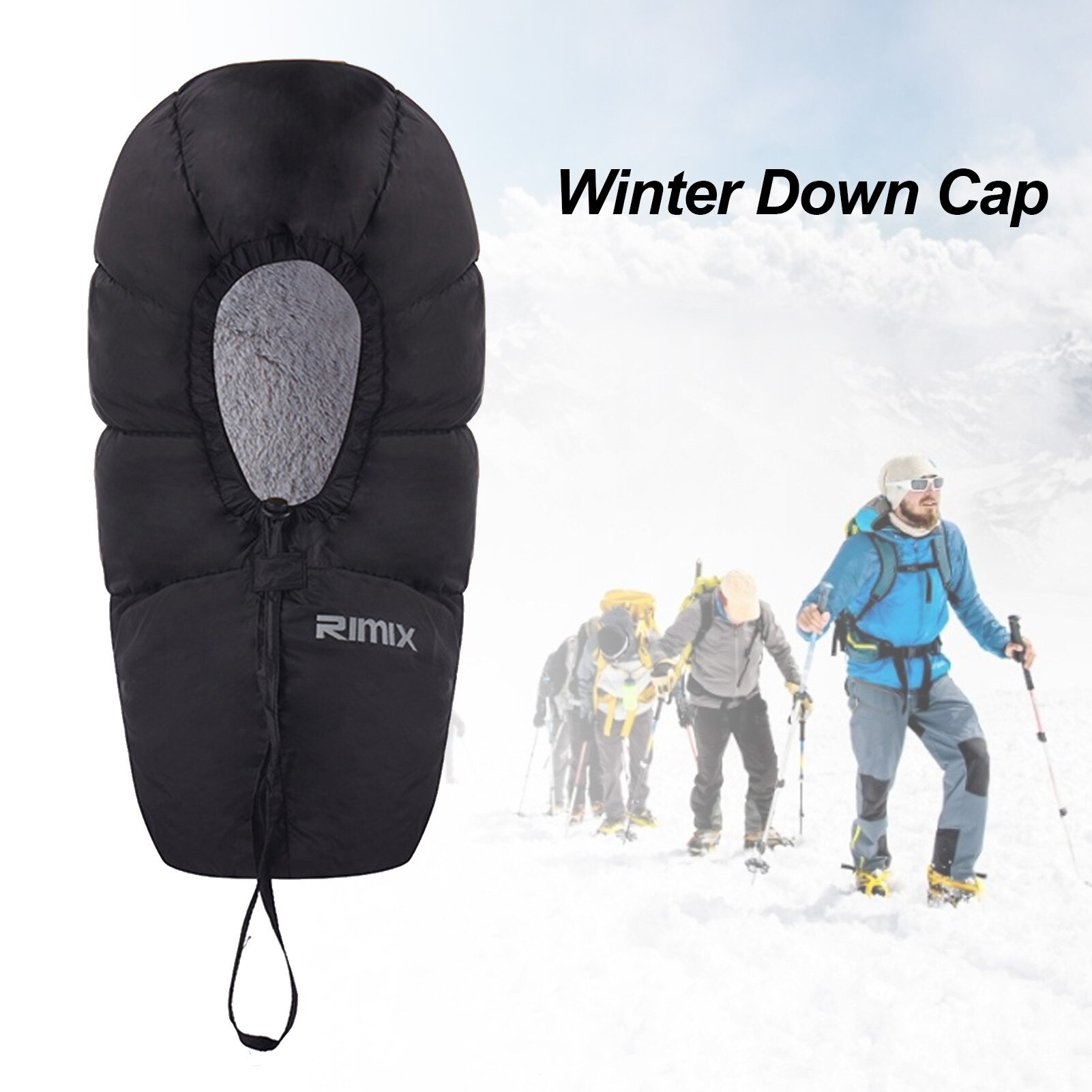 Down Hood Outdoor Hiking Camping Waterproof Warm Hat Plus Velvet Thick Windproof Men And Women Protection Against Cold Workable