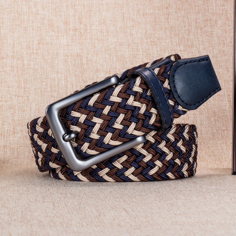 Neue Männer Gürtel hochwertige Patchwork Farbe Leinwand Herren Gürtel unperforierte Legierung Nadel schnalle Männer Nylon Gürtel Sport Jeans Bels: Blau / 135 cm
