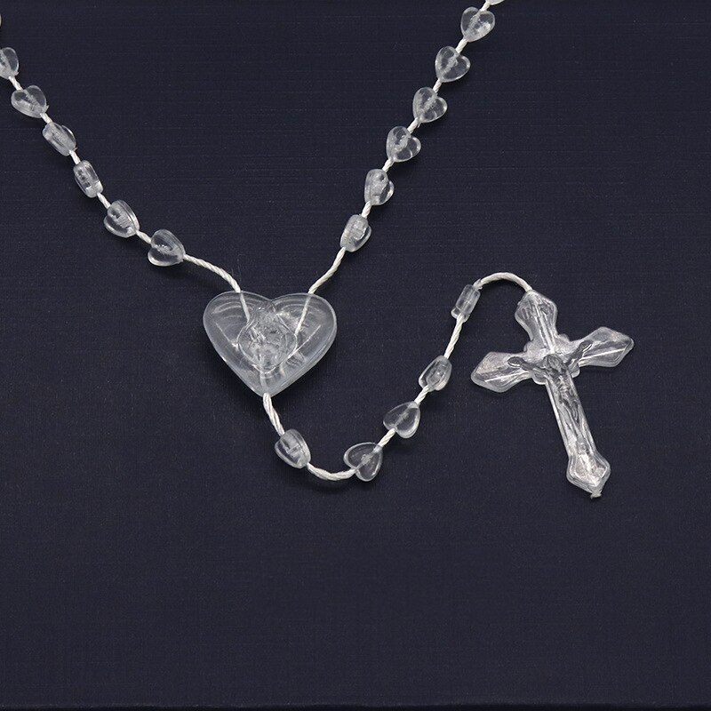 Heymamba Inri Katholieke Gebed Jezus Kruis Hanger Ketting Charme Kleur Hart Bead Crucifix Cross Ketting Sieraden