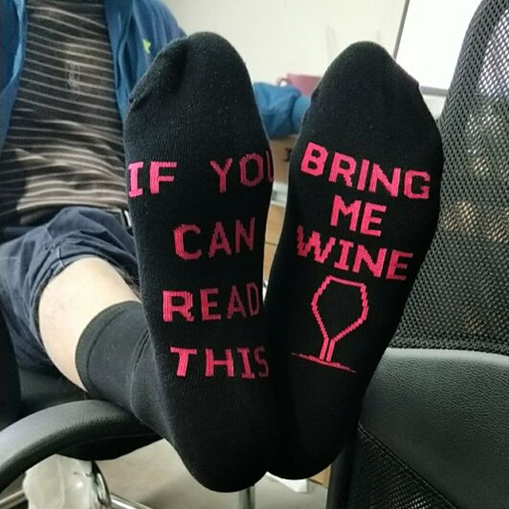 Custom wine socks If You can read this Bring Me a Glass of Wine Socks autumn spring fall Dobby Halloween Sock: YM13-19